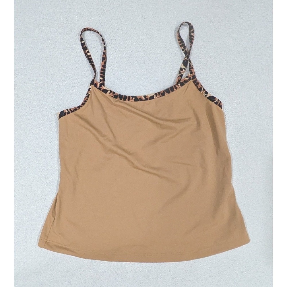 Warner's Camisole Top Womens Small Tan Excellent Leopard Print Trim 55280
